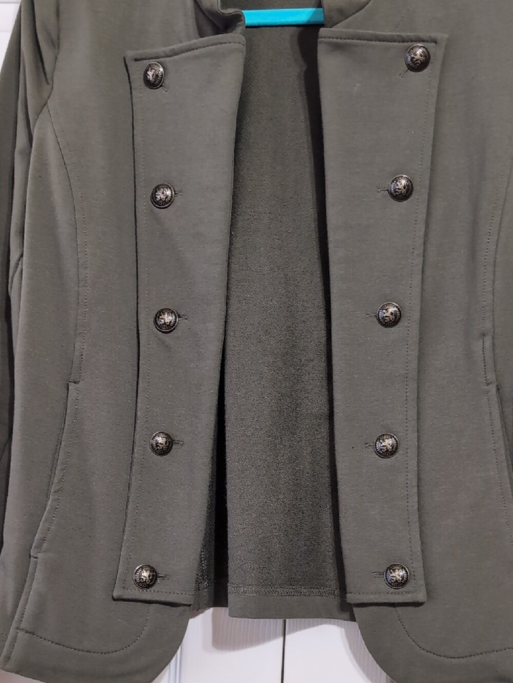 Tommy Hilfiger Olive Military-Inspired Double-Breasted Blazer - Picture 3 of 3